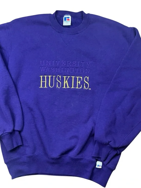 Vintage Washington Huskies 90s purple and gold Crewneck SZ medium USA made - Picture 1 of 3